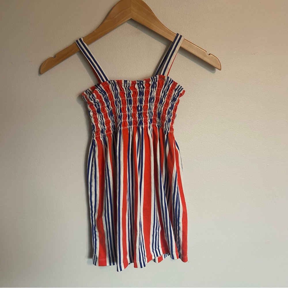 Hanna Andersson Stripe Smocked Dress 110 cm / US 5 Blue Orange White Girls - Picture 6 of 6